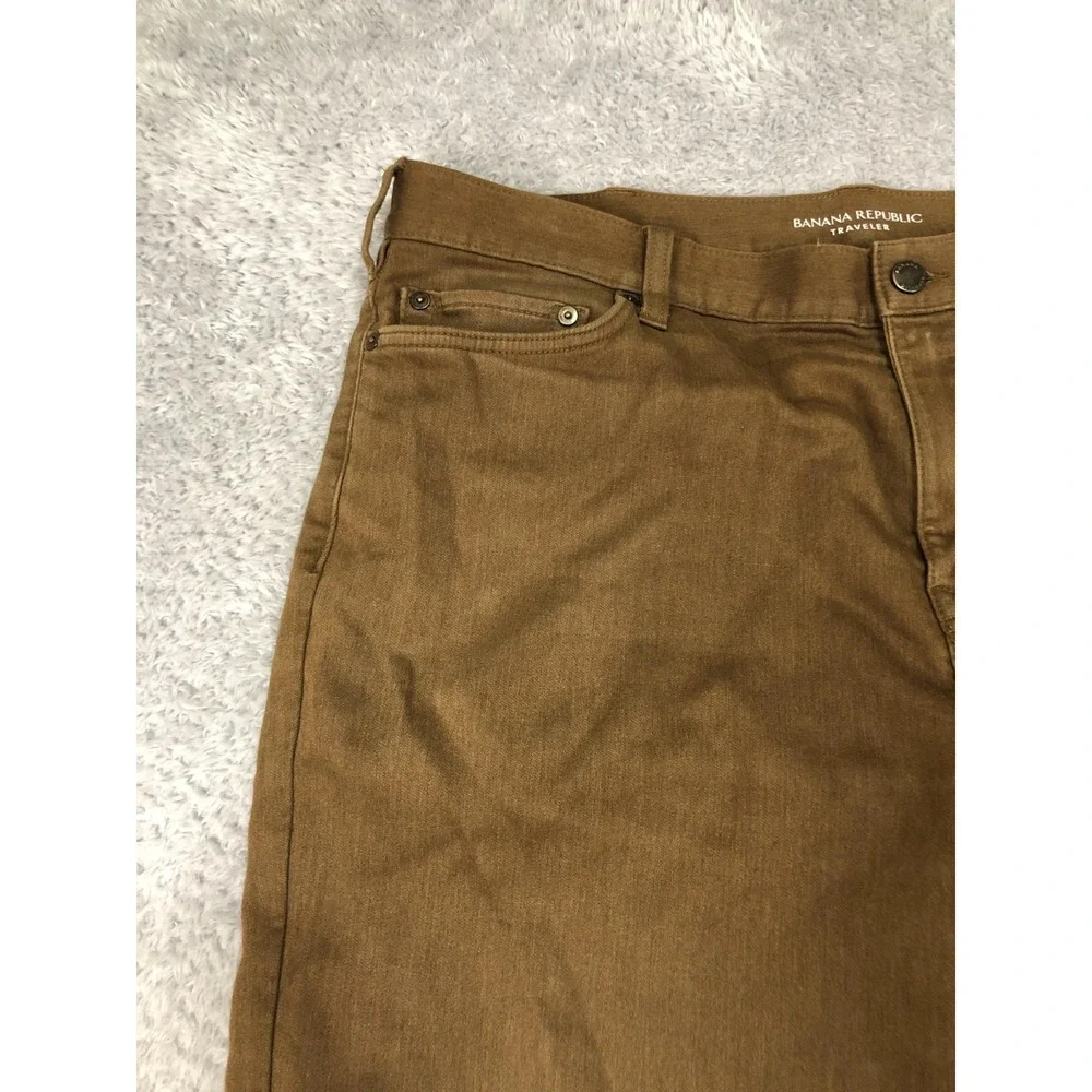 Banana Republic 5 Pocket Pants Mens 39x33 (Tag 38x34) Brown Traveler Slim Fit